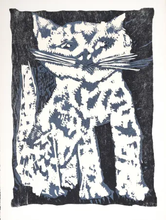 Holzschnitt Lorjou - Le Chat, 1965