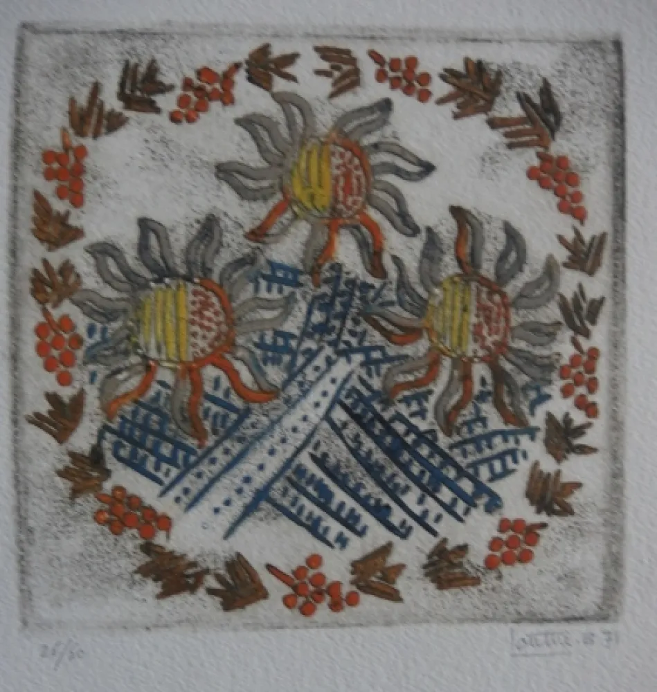 Radierung Und Aquatinta Louttre - Tournesols, Soleil