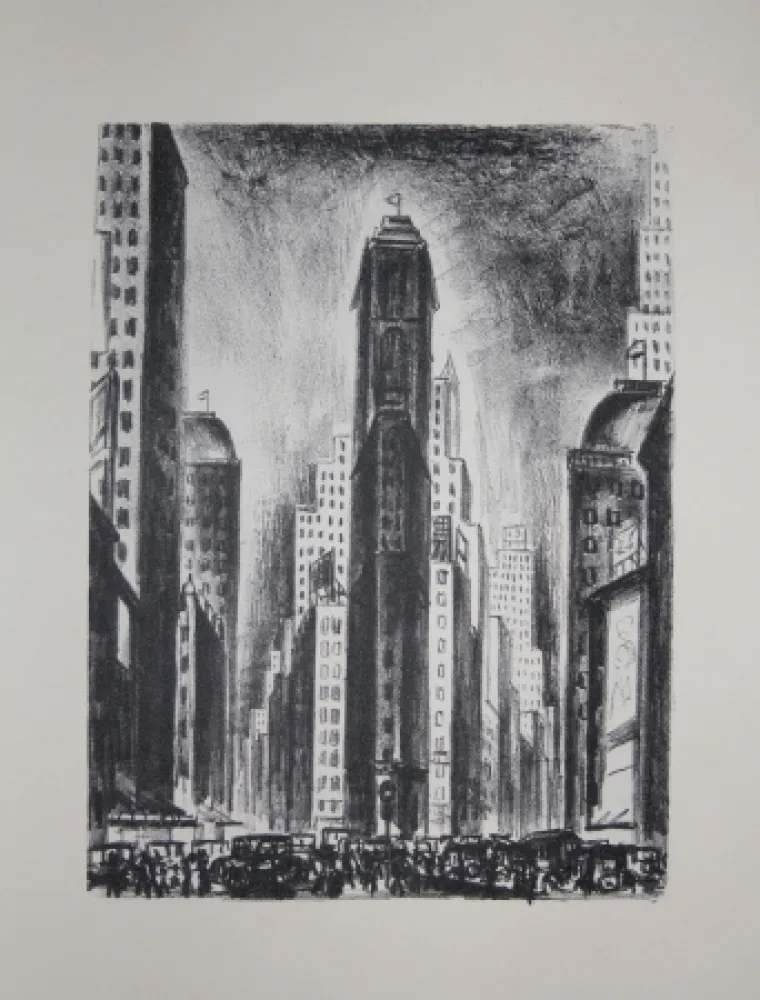 Lithographie Lubbers - NEW-YORK / TIMES SQUARE