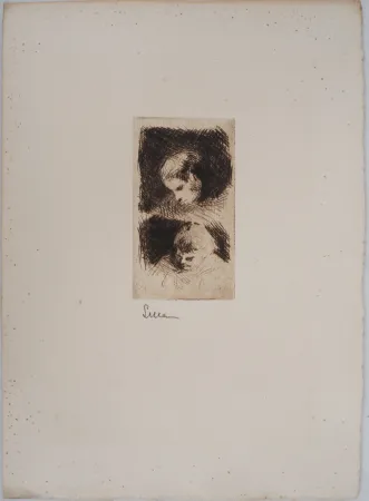 Kaltnadelradierung Luce - Maximilien LUCE - Etude d'un jeune enfant Vers 1890 - Gravure originale signée 