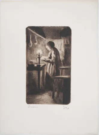 Kaltnadelradierung Luce - Maximilien LUCE - La cuisine (rue Cortot) Vers 1895 - Gravure originale signée