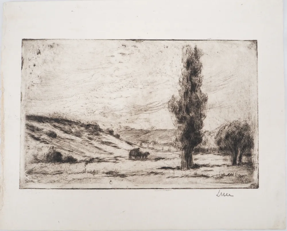 Kaltnadelradierung Luce - Maximilien LUCE - Paysage de campagne Vers 1900 - Gravure originale signée