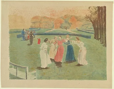 Lithographie Lunois - Le colin-maillard (Blind Man's Bluff)