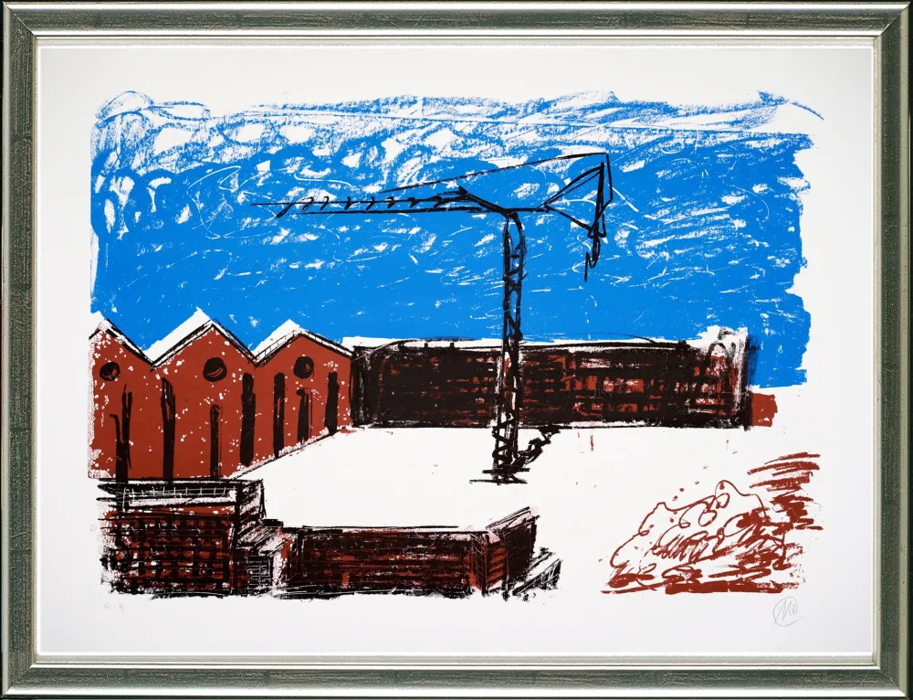 Siebdruck Lüpertz - Forumsmauern (Baukran)