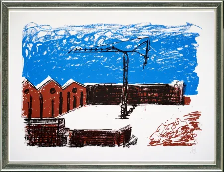 Siebdruck Lüpertz - Forumsmauern (Baukran)