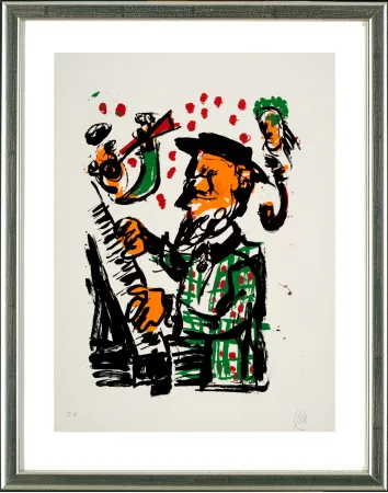 Siebdruck Lüpertz - O.T. (Jazzmusiker am Piano)