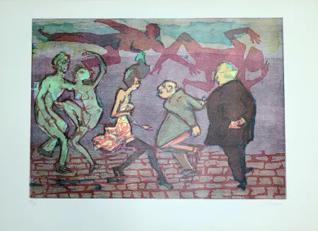 Linolschnitt Maccari - Il ballo