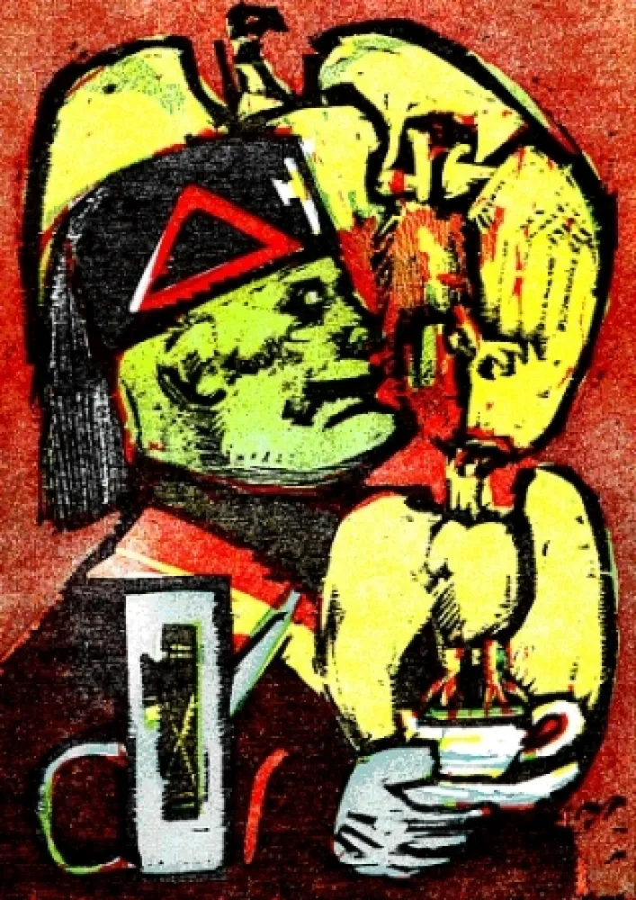 Illustriertes Buch Maccari - Lunch at Mussolini