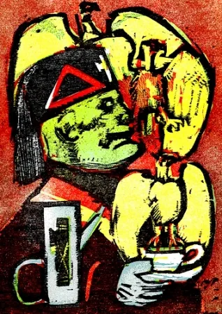 Illustriertes Buch Maccari - Lunch at Mussolini