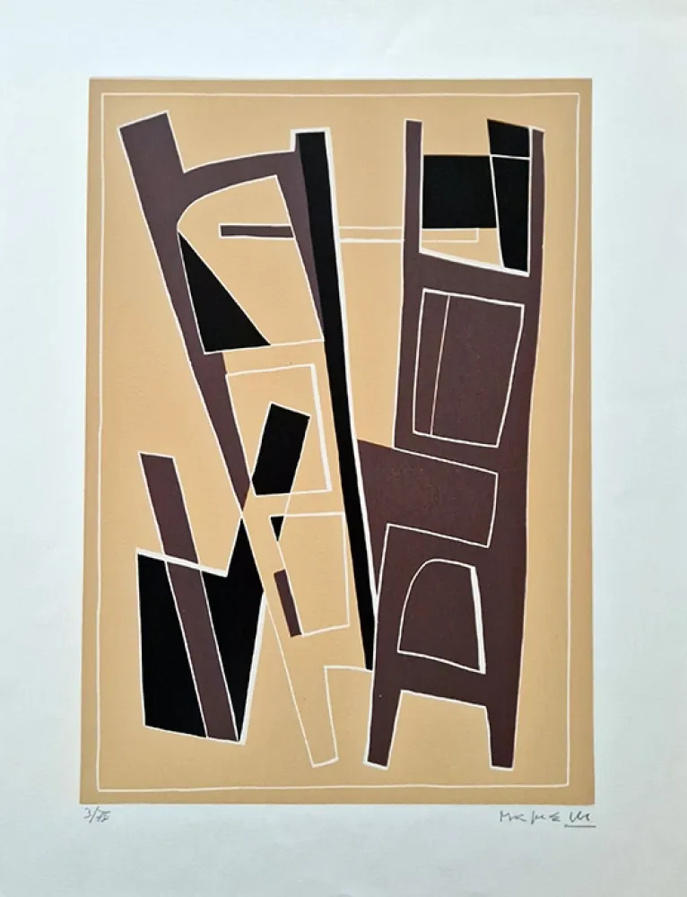 Linolschnitt Magnelli - La Magnanerie de La Ferrage VI