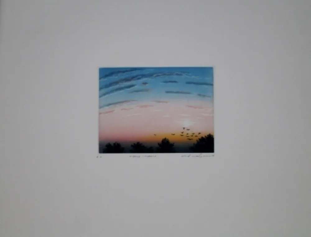 Radierung Und Aquatinta Maibaum - Abend-Morgen