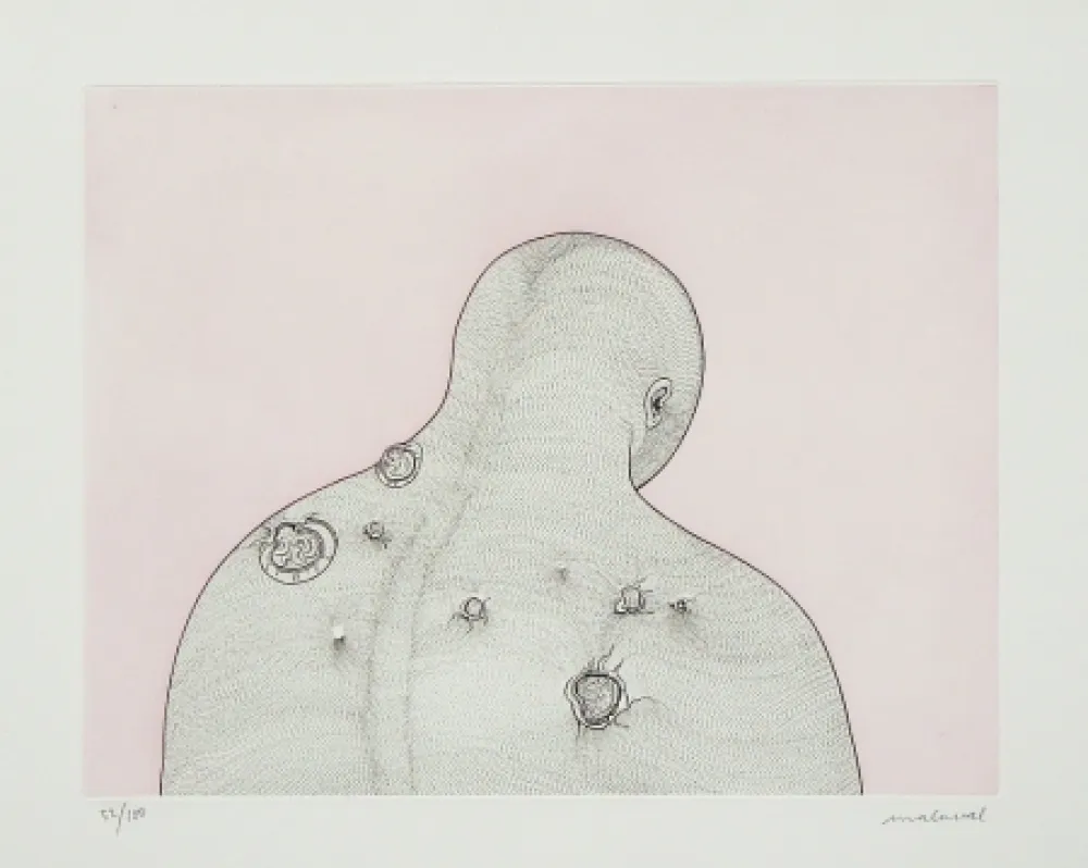 Radierung Malaval - Maciste contre l'aliment blanc