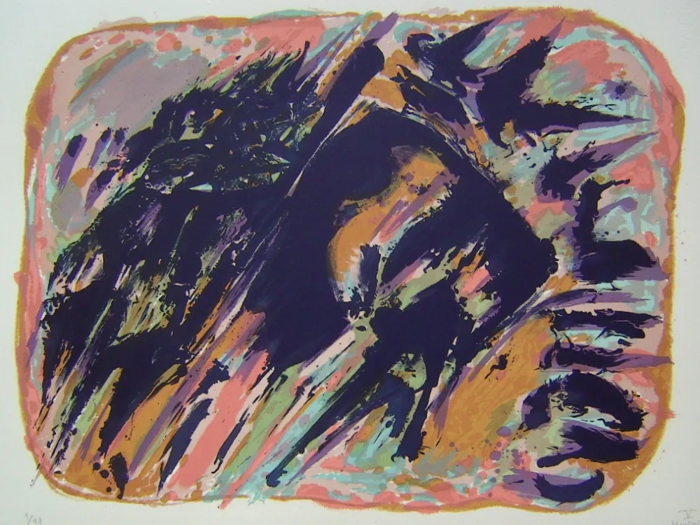 Lithographie Manessier - Suite de Paques V, Le Chant du coq