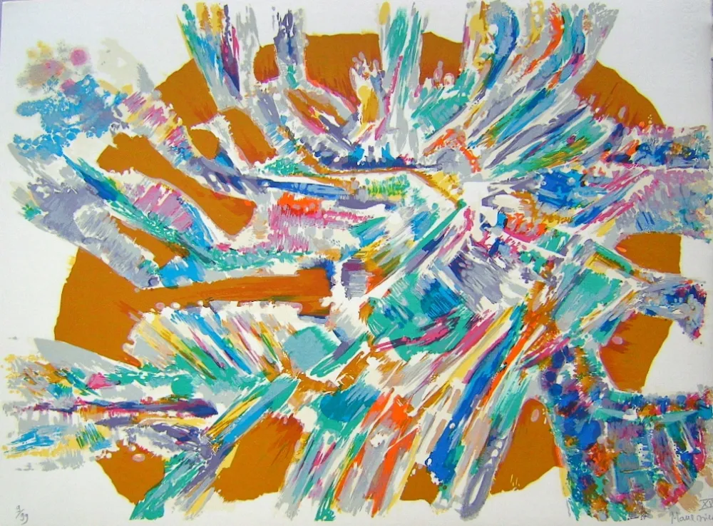 Lithographie Manessier - Suite de Paques XV, L'Apparitition de Jésus af Marie de Magdala