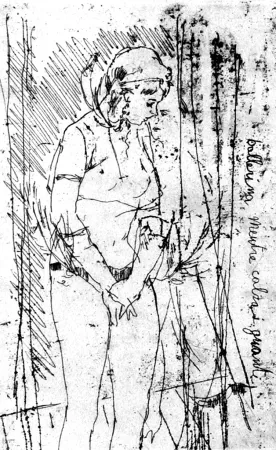 Radierung Manfredi - Ballerina mentre calza i guanti