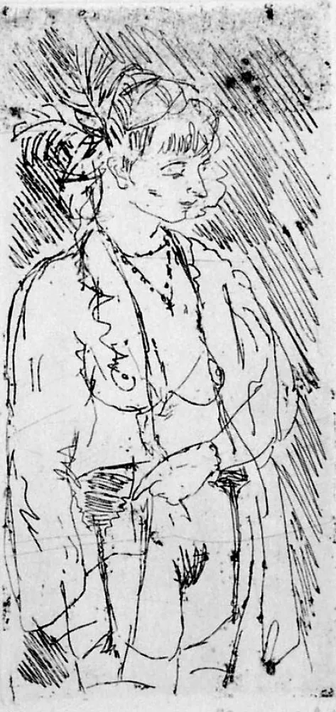 Radierung Manfredi - La modella dal naso lungo