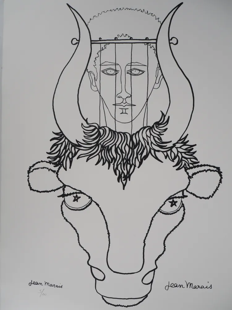 Lithographie Marais  - Mythologie : Hommage à Pan