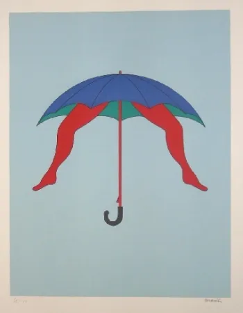 Lithographie Marien - Le parapluie