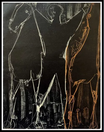Lithographie Marini - CHEVAUX ET CAVALIER