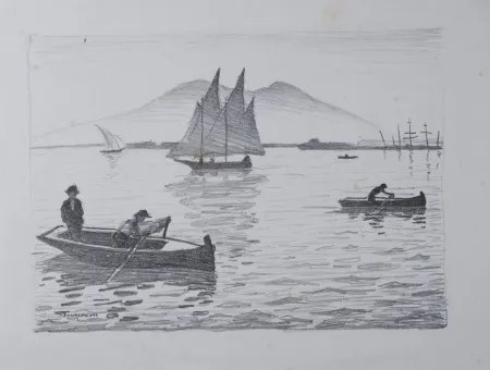 Lithographie Marquet - Le Port de Naples