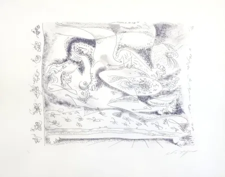 Radierung Masson - Dans l'alcove hantée