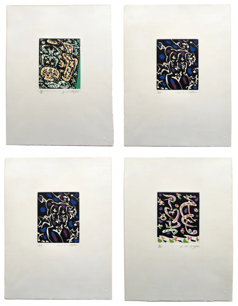 Radierung Und Aquatinta Masson - Desnos: MINES DE RIEN. SUITE COMPLÈTE SIGNÉE À GRANDES MARGES (1957).