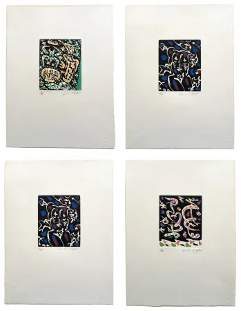 Radierung Und Aquatinta Masson - Desnos: MINES DE RIEN. SUITE COMPLÈTE SIGNÉE À GRANDES MARGES (1957).