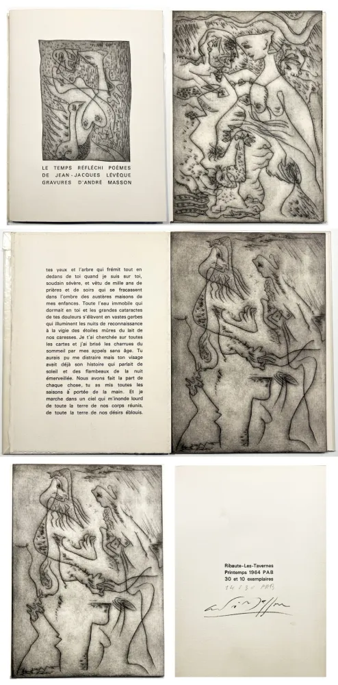 Illustriertes Buch Masson - J.J Lévêque. LE TEMPS RÉFLÉCHI. Gravures d'André Masson. PAB 1964