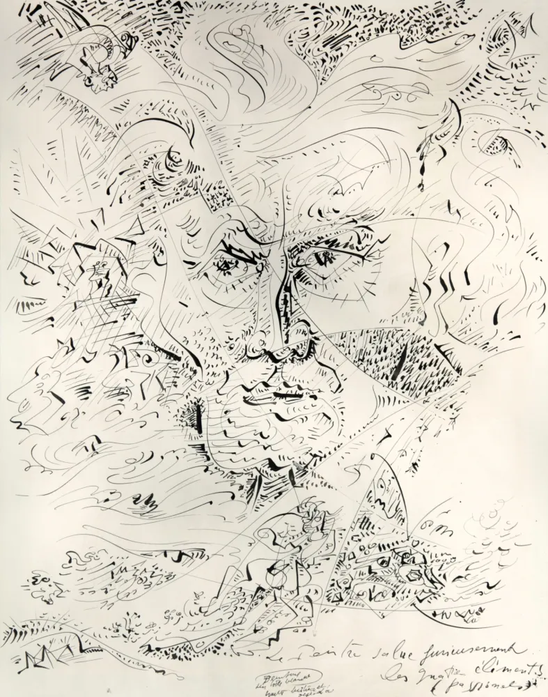 Keine Technische Masson - Le peintre salue furieusement les quatre éléments passionnels