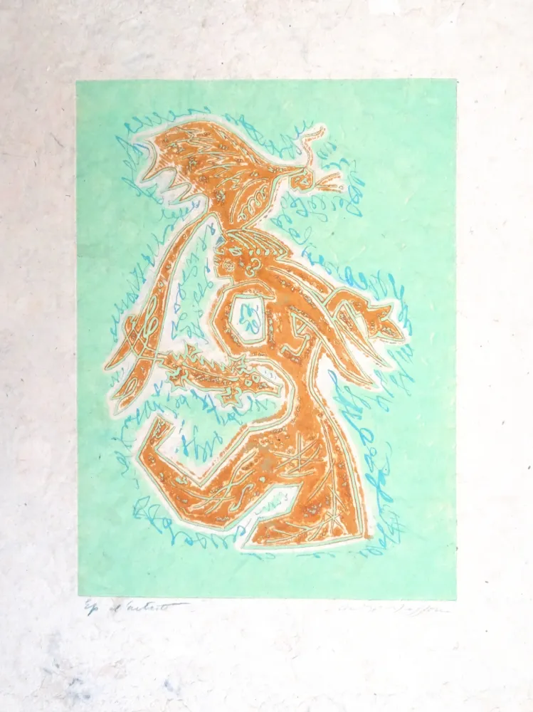 Radierung Masson - Personnage au crocodile