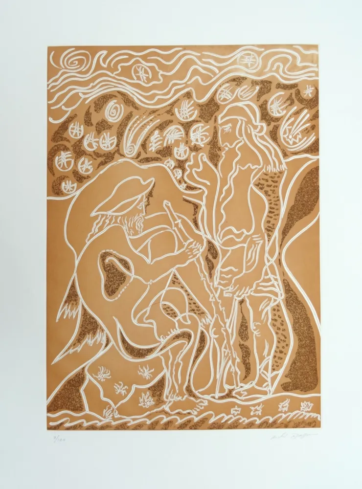 Radierung Masson - Reconnaissance par le porcher