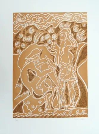 Radierung Masson - Reconnaissance par le porcher