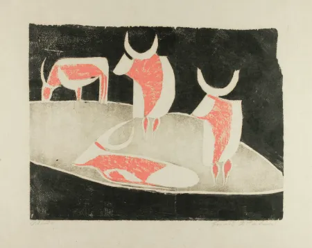 Holzschnitt Mataré - Weide (Meadow)