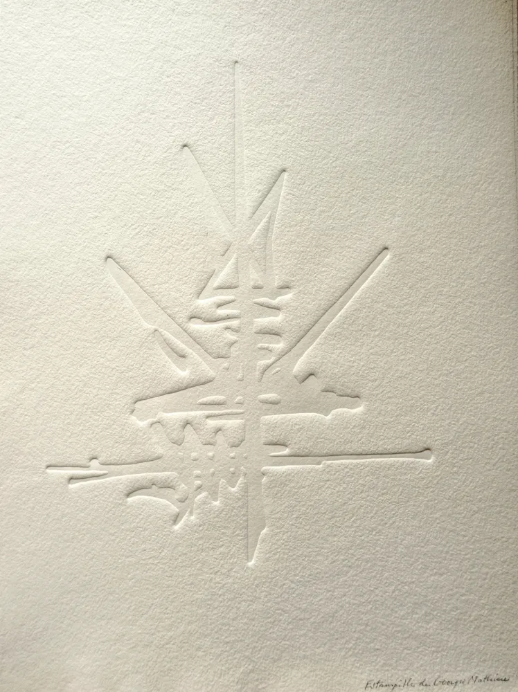 Keine Technische Mathieu - Georges Mathieu (1921-2012) - Composition abstraite2, Estampille signee a la main 