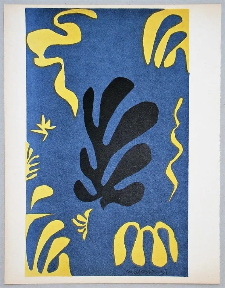 Lithographie Matisse - Composition fond bleu, 1951