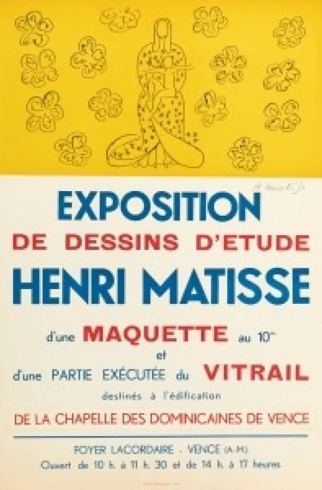 Lithographie Matisse - Exposition de dessins d'étude ,Vence 