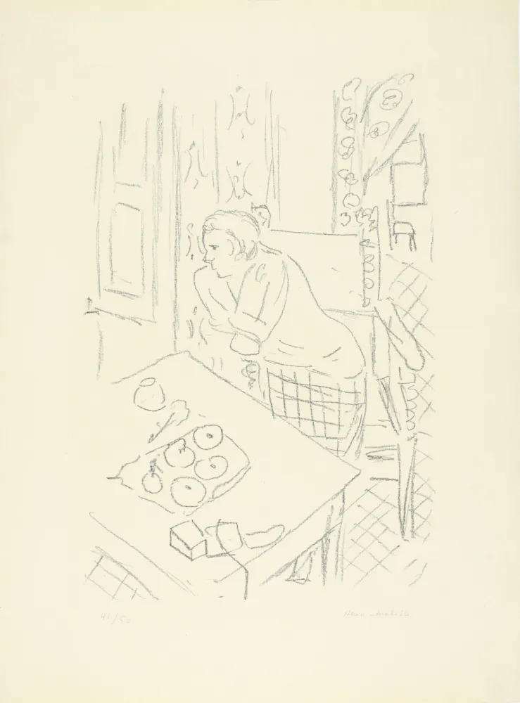 Lithographie Matisse - Figure dans un intérieur