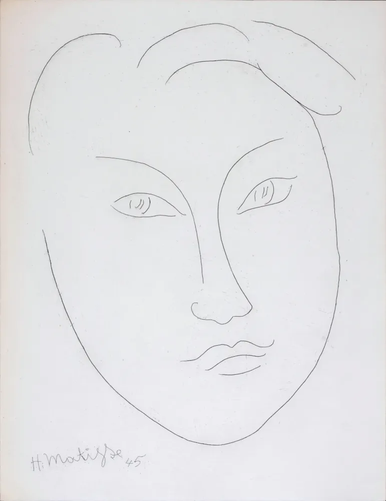 Radierung Matisse - Masque de jeune garçon, 1946