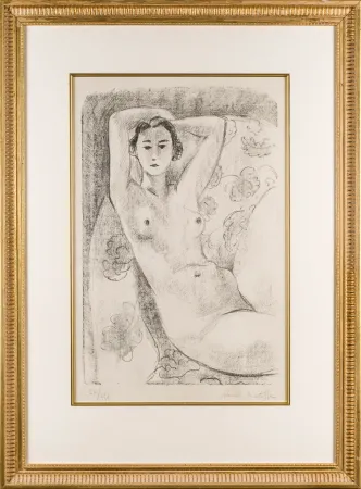 Lithographie Matisse - Nu assis dans un fauteuil au décor fleuri