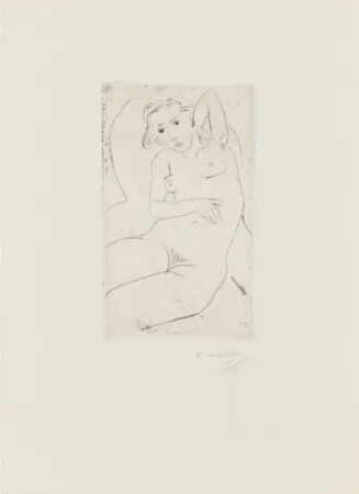 Kaltnadelradierung Matisse - Nu assis-les yeux noris