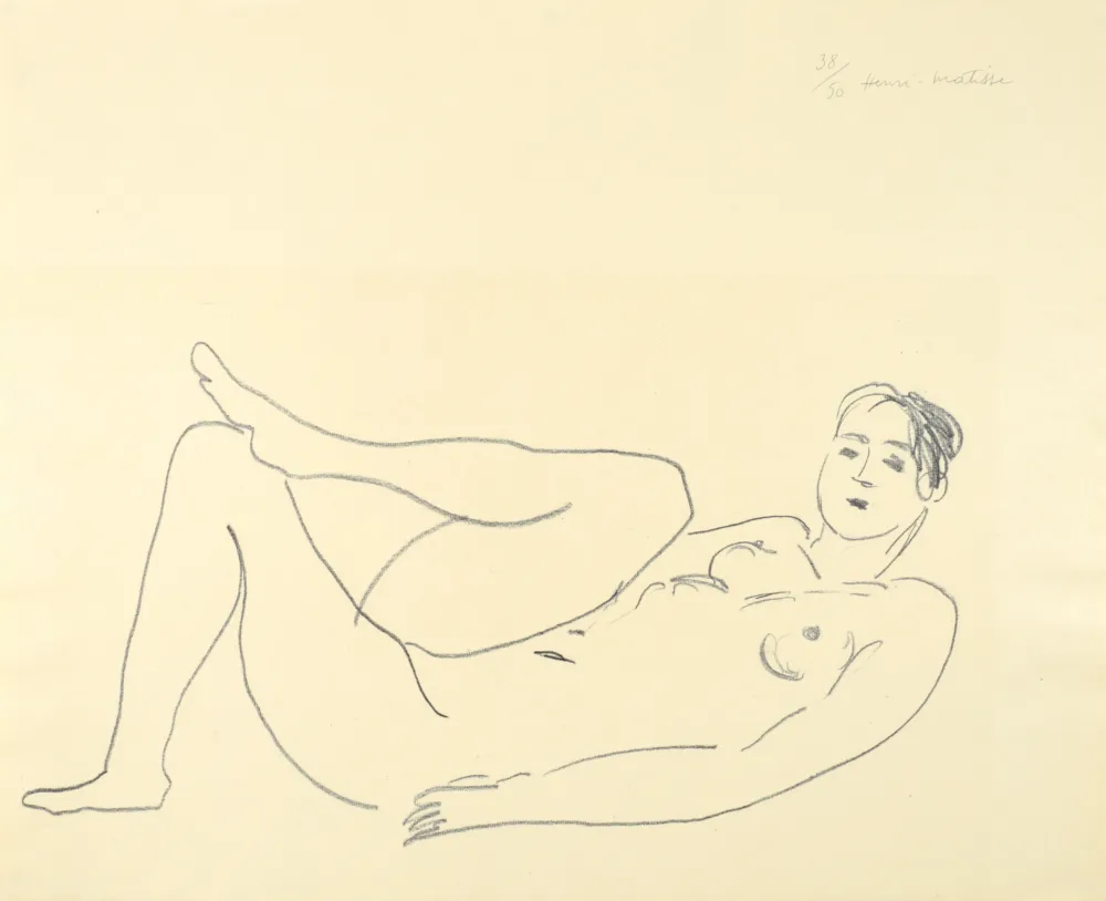 Lithographie Matisse - Nu couché, jambe repliée - Étude de jambes