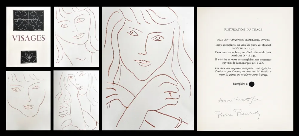 Illustriertes Buch Matisse - P. Reverdy. VISAGES. 14 lithographies (1946)
