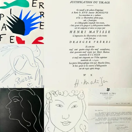 Lithographie Matisse - Signed Book ed. 10/49 with original Lithograph + Woodcut Pierre à feu / Les miroirs profonds