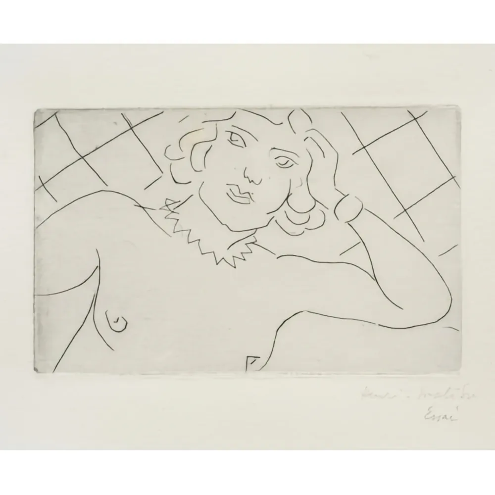 Stich Matisse - Torse, fond à losanges 