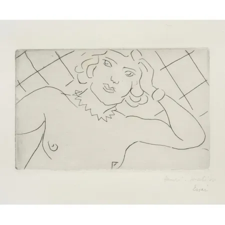 Stich Matisse - Torse, fond à losanges 