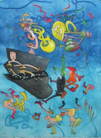 Radierung Und Aquatinta Matta - Jazz Band II