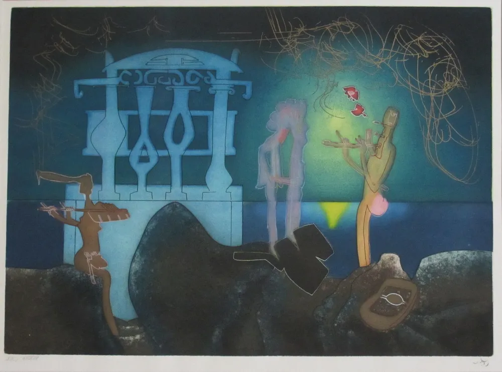 Radierung Und Aquatinta Matta - L'arc obscur des heures