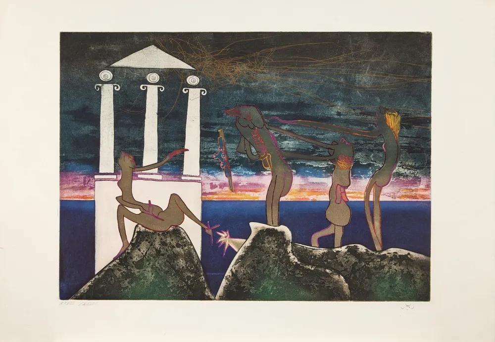 Radierung Und Aquatinta Matta - L'Arc obscure des heures