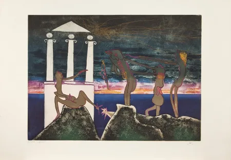 Radierung Und Aquatinta Matta - L'Arc obscure des heures