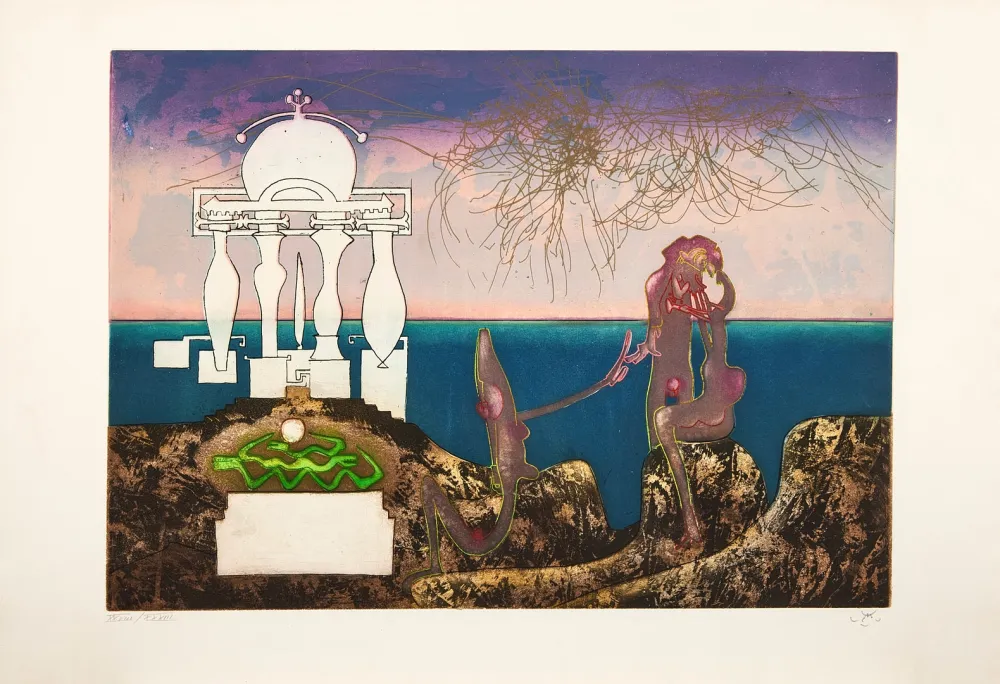 Radierung Und Aquatinta Matta - L'Arc obscure des heures